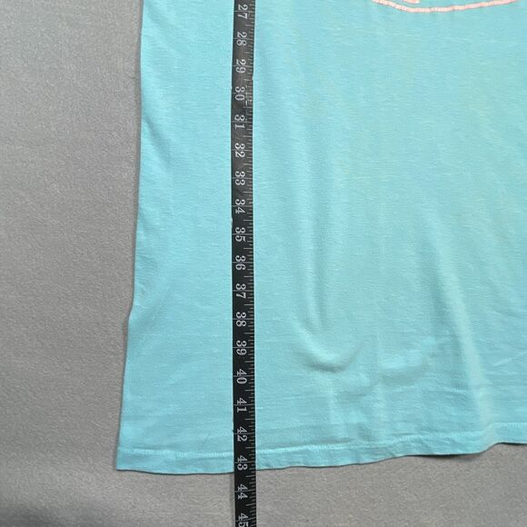 Vintage 80s Florida Beach Club Shirt Dress One Size Aqua Blue Cover‎ Up USA Made - Picture 4 of 10